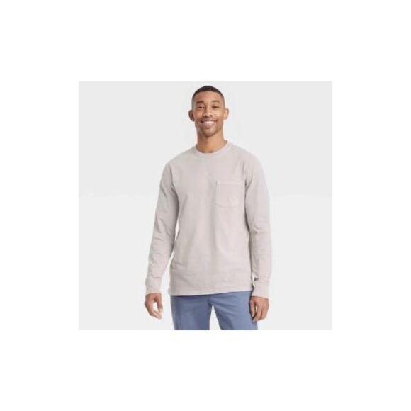 GOODFELLOW & CO - Heavyweight Long Sleeve Pocket T-Shirt - XXL - NWT Taupe - Picture 1 of 5